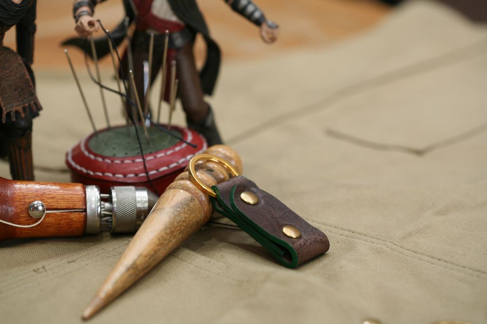 Handcrafted leather keyring available in black, brown and other colours
