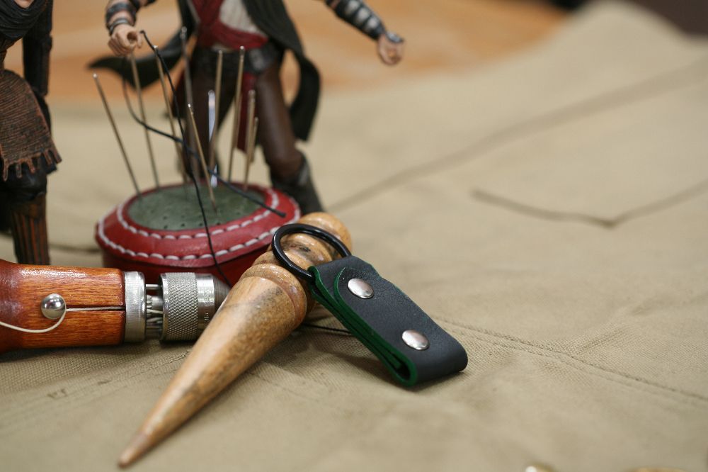 Handcrafted leather keyring available in black, brown and other colours