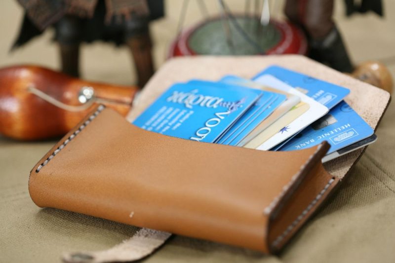 Handmade Camel Brown Leather & White Stitch Business Card Case - Image 2