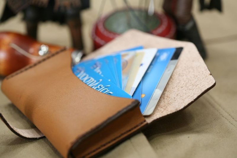 Handmade Camel Brown Leather & Dark Brown Stitch Business Card Case - Image 2