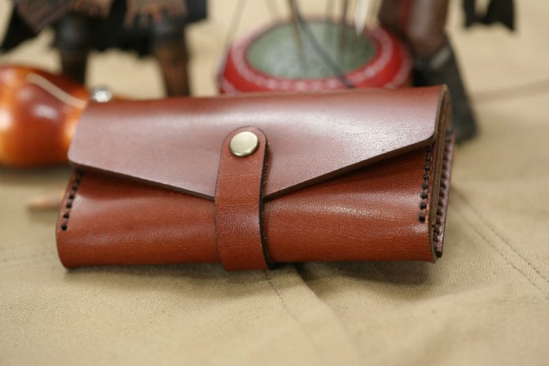 Handmade Brown Leather & Stitch Business Card Case - Image 5