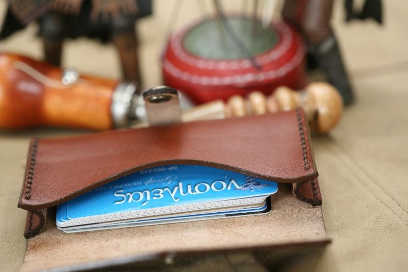 Handmade Brown Leather & Stitch Business Card Case - Image 6