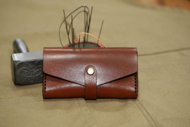 Handmade Brown Leather & Stitch Business Card Case