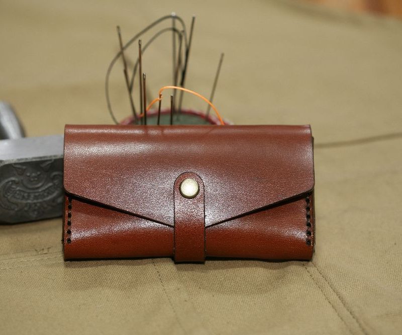 Handmade Brown Leather & Stitch Business Card Case