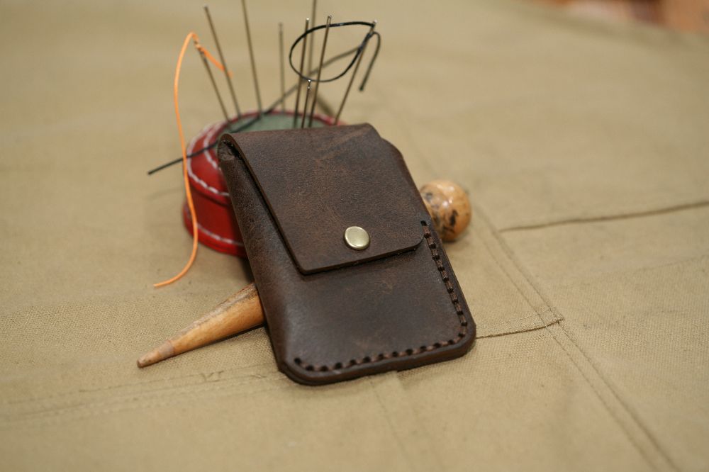 Handmade Brown Leather & Brown Stitch Business Card Case
