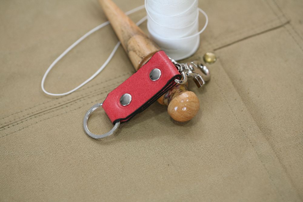 Handmade Red Leather keyring