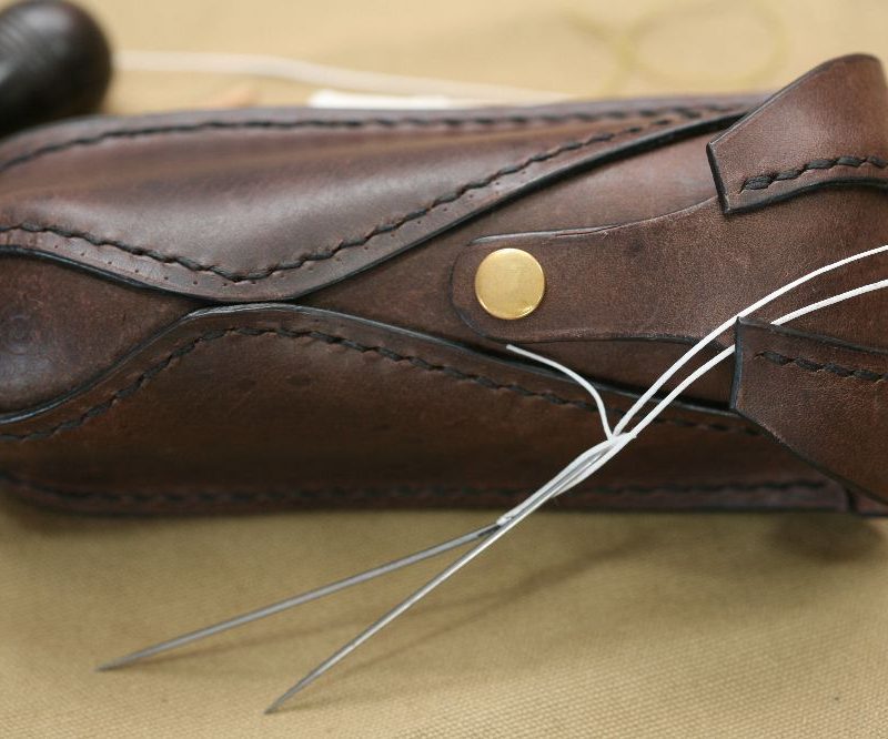 Handmade Brown Leather & Brown Stitch Eyeglasses Case
